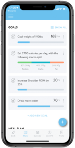 Personal training Marbella Traineriize app displaying goal stats