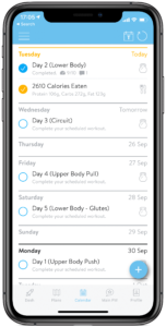 Personal training Marbella Traineriize app displaying online training calender example