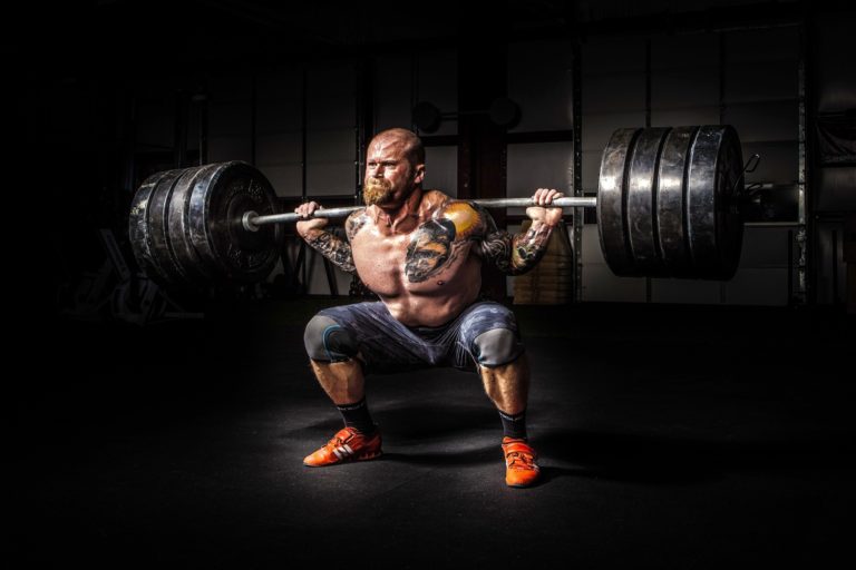 Man performing strength exercise