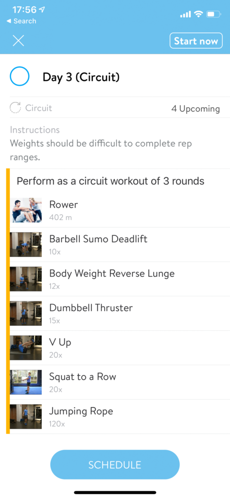 Mobile Workout Screen